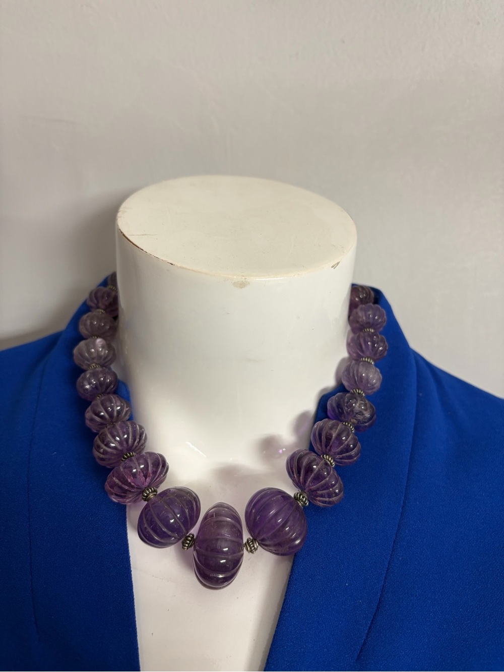 Stephen Dweck Ribbed Amethyst Glass Necklace - Purple